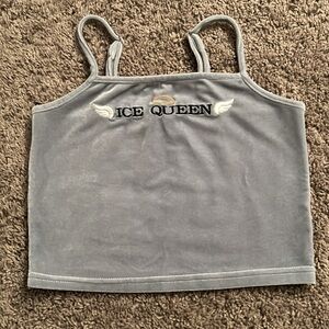 This is a cropped light blue tank top from forever 21 in a size small